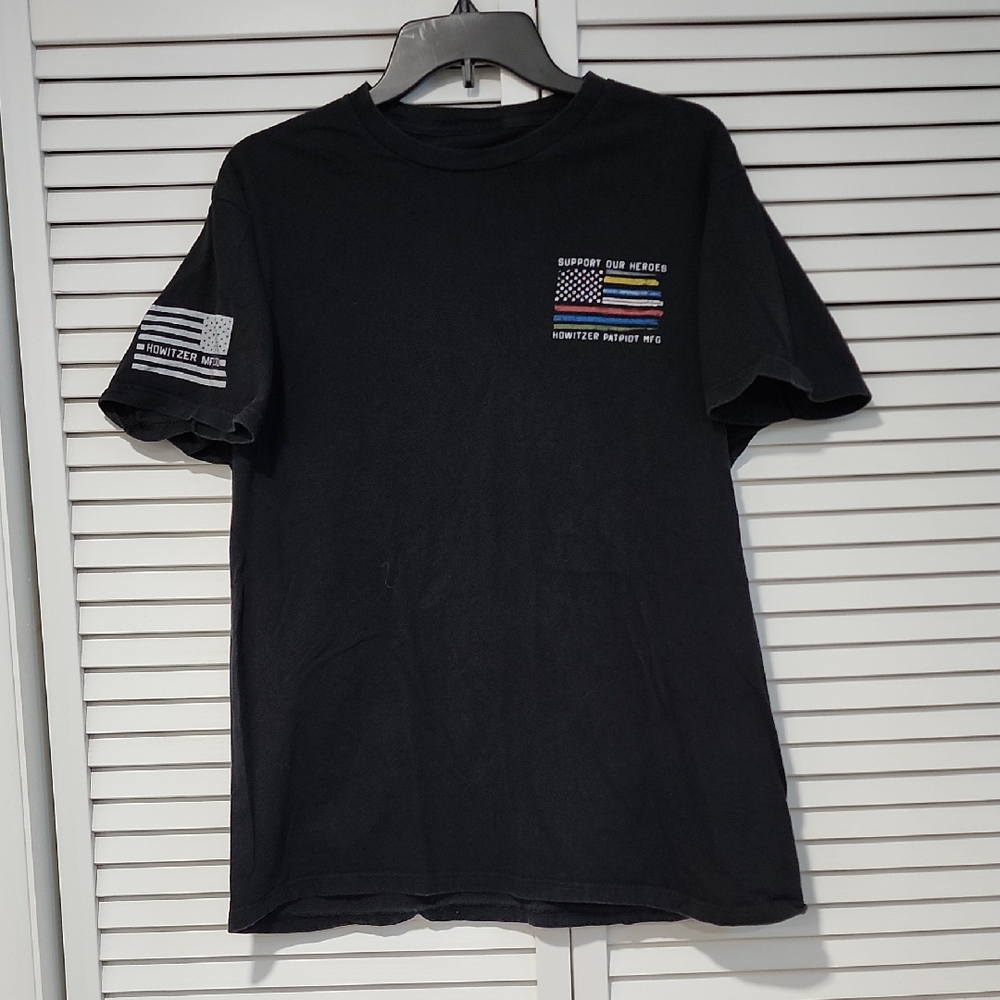 Howitzer Men's "No One Fights Alone" Graphic Black T-Shirt. Large Support Heroes